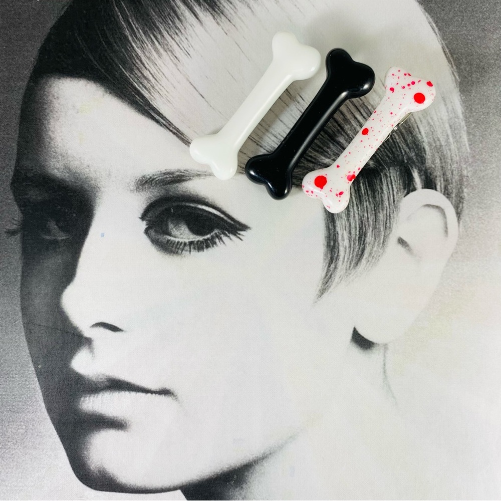 Black and White Bone Hair Clips